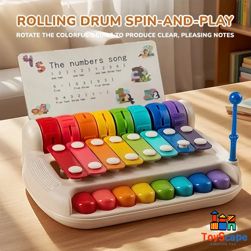 2-in-1 Baby Piano Toy Xylophone Knock Piano Musical - Image 2