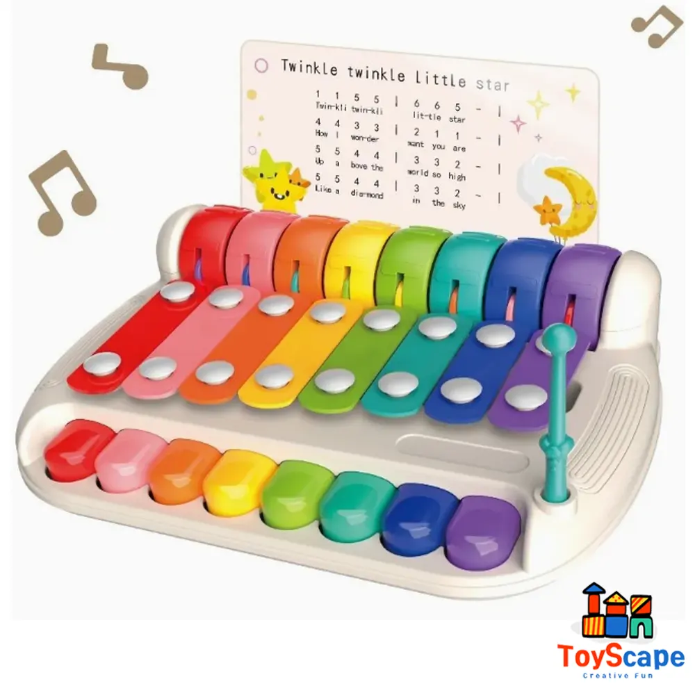 2-in-1 Baby Piano Toy Xylophone Knock Piano Musical - Image 4
