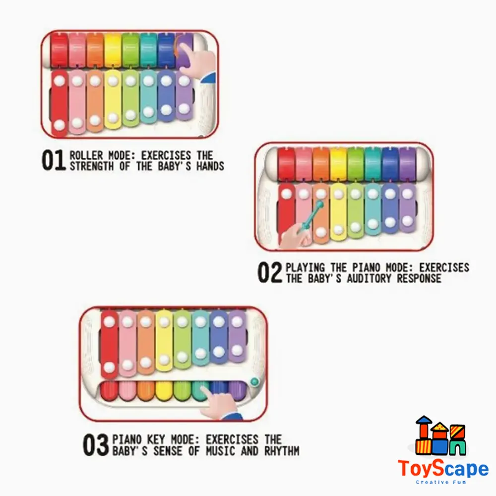 2-in-1 Baby Piano Toy Xylophone Knock Piano Musical - Image 3