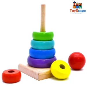 Wooden Stacking Rainbow Tower for Toddlers