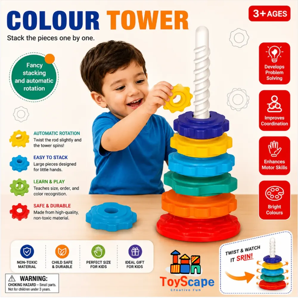 Colour Tower – Spinning Stacking Toy - Image 2