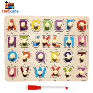Double-Sided Wooden Alphabet Puzzle & Tracing Learning Board