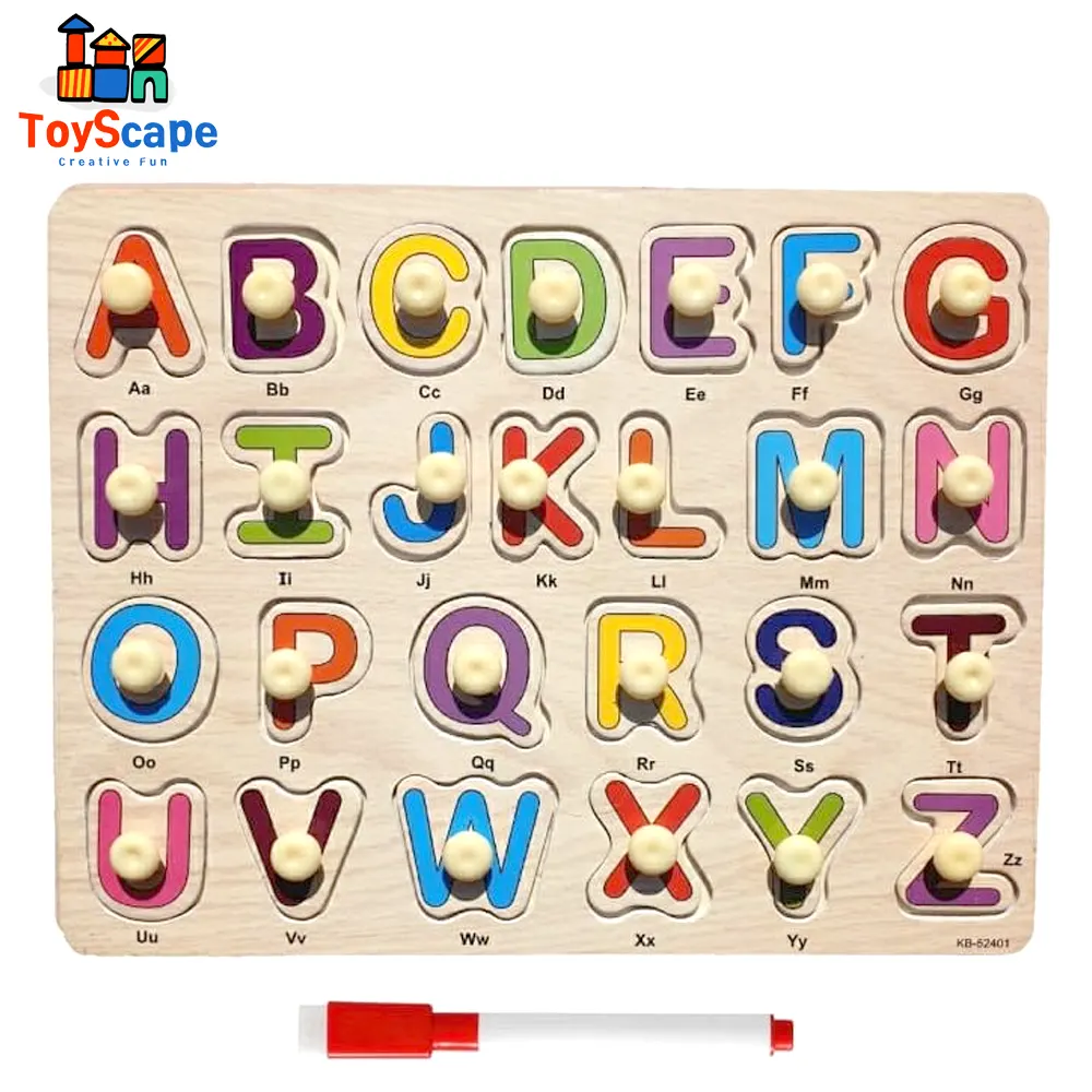 Double-Sided Wooden Alphabet Puzzle & Tracing Learning Board