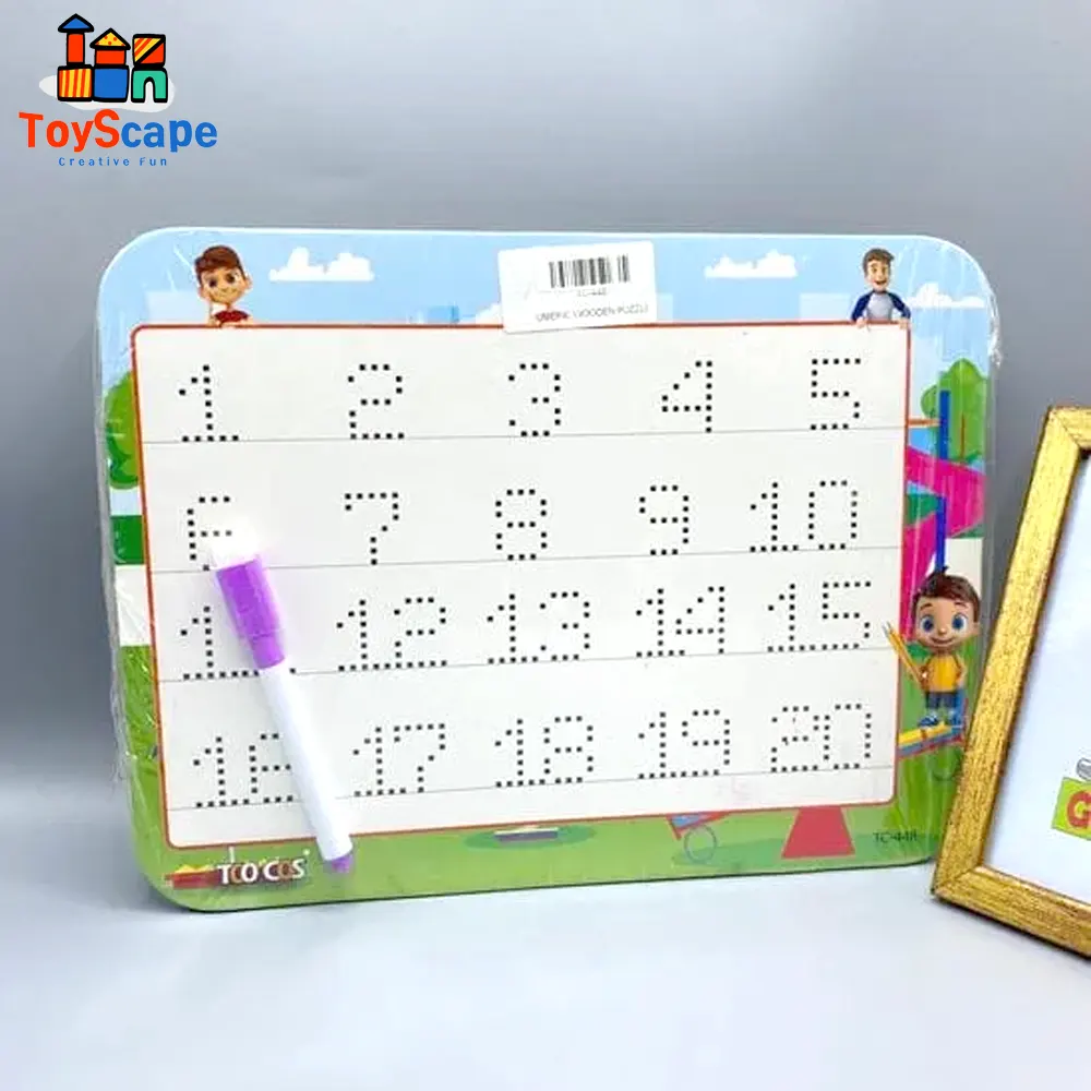 Double-Sided Wooden Numbers 0–20 Knob Puzzle with Number Tracing Board - Image 2