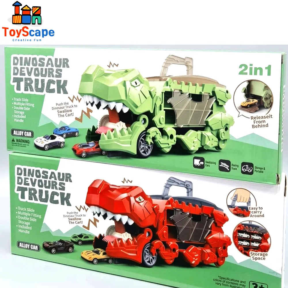 2-in-1 Dinosaur Devours Truck with 4 Alloy Cars