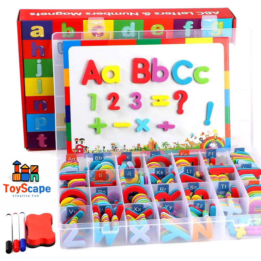 Magnetic Alphabet Letters Learning Set with Whiteboard & Storage Box